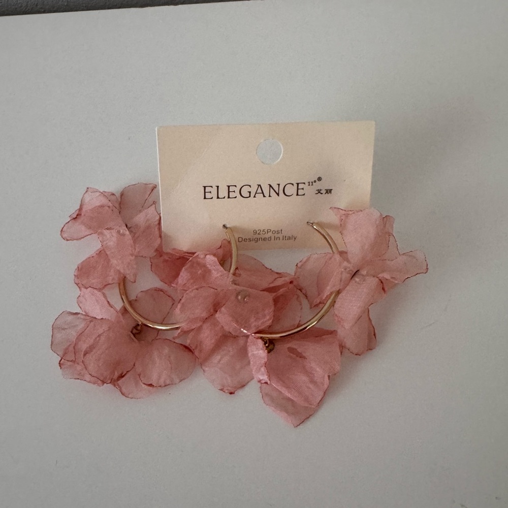 Pink Floral Hoop Earrings